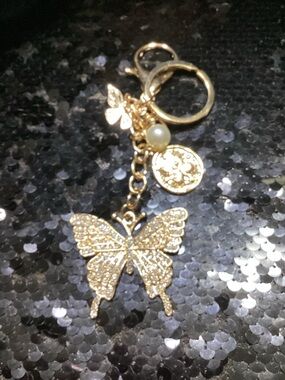 Noir Gold Butterfly Bag/Key Charm